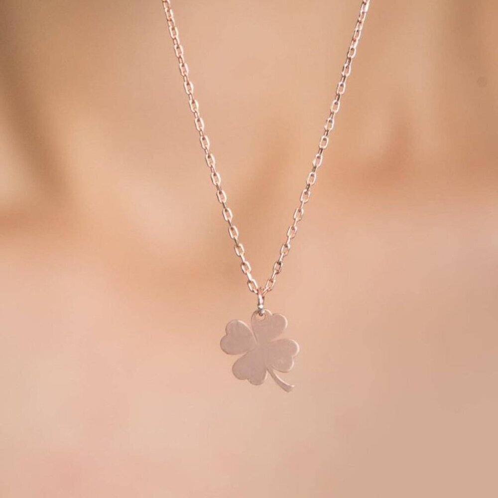 Four Leaf Clover Necklace 925 Sterling Silver Lucky Charm Dainty Chain New - Picture 2 of 3